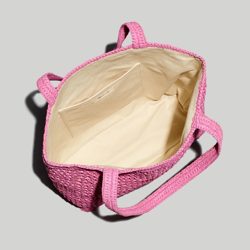 Madewell The Transport Tote: Straw Edition Pink - Picture 2 of 6